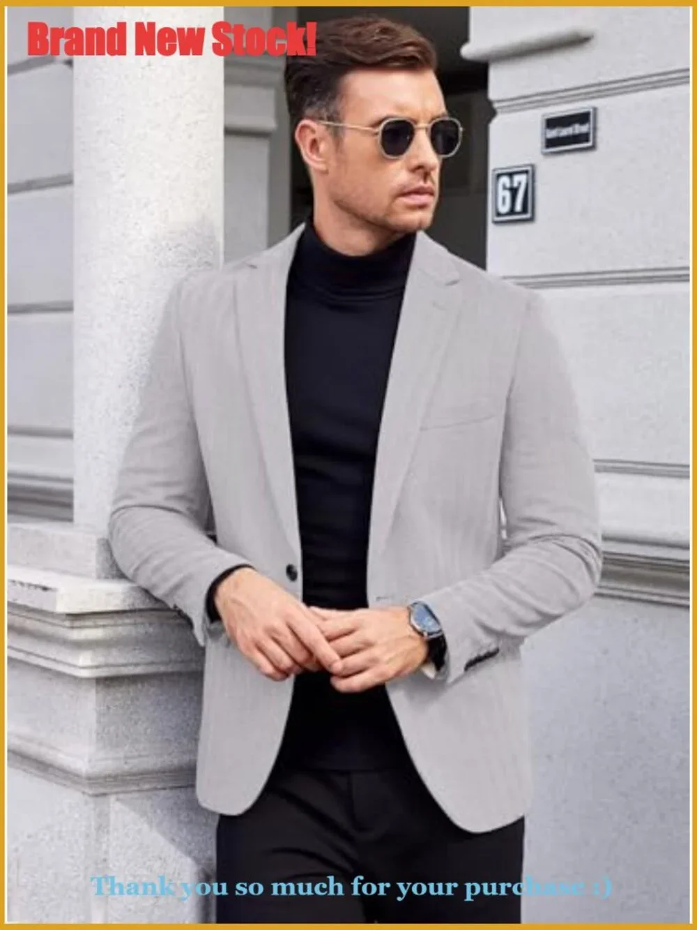 Tweed Herringbone Blazer Slim Fit Suit Jacket Formal Casual